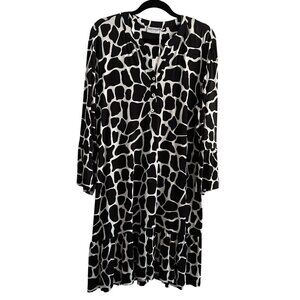 Pastunette Beach Women 46/L Black White Animal Print Bell Sleeve Cover Up NWT